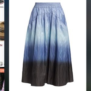 Vince Dip-Dye Ombré Smocked Skirt